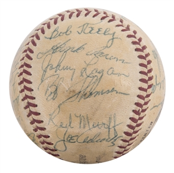 1956 Milwaukee Braves Team Signed ONL Giles Baseball With 27 Signatures Including Aaron & Mathews (JSA)